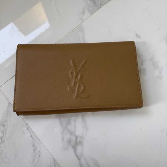 SOLD YSL saint laurent brown leather clutch belle de jour - Picture 1 of 5
